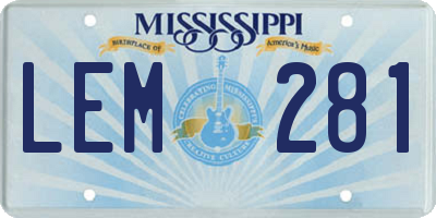 MS license plate LEM281