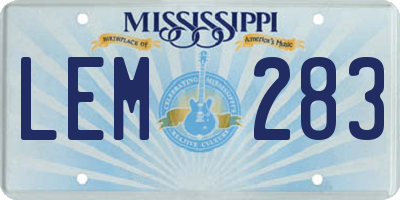 MS license plate LEM283