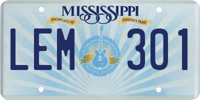 MS license plate LEM301