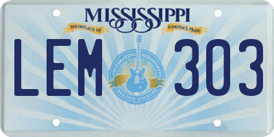 MS license plate LEM303