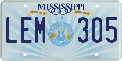 MS license plate LEM305