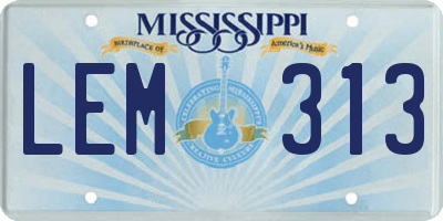 MS license plate LEM313