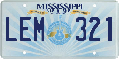 MS license plate LEM321