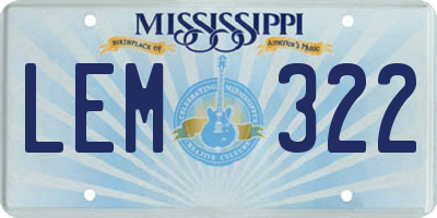 MS license plate LEM322