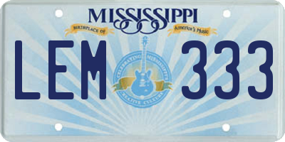 MS license plate LEM333