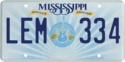 MS license plate LEM334