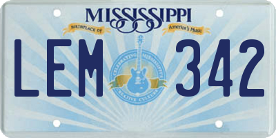 MS license plate LEM342