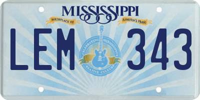 MS license plate LEM343