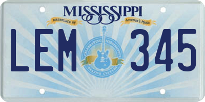 MS license plate LEM345