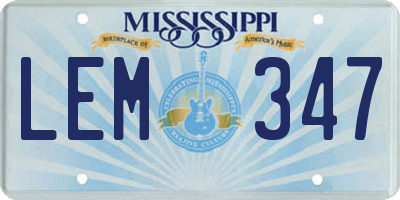 MS license plate LEM347