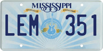 MS license plate LEM351