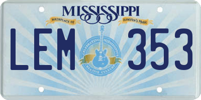 MS license plate LEM353