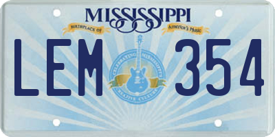 MS license plate LEM354