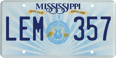 MS license plate LEM357