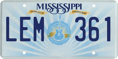 MS license plate LEM361