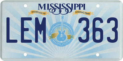MS license plate LEM363