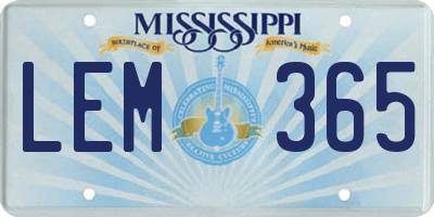 MS license plate LEM365