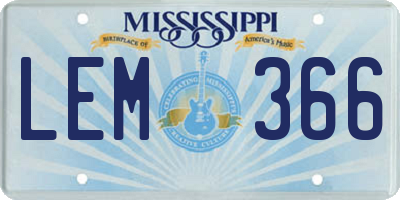 MS license plate LEM366