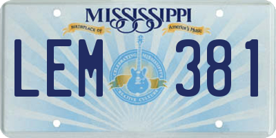 MS license plate LEM381