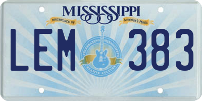 MS license plate LEM383