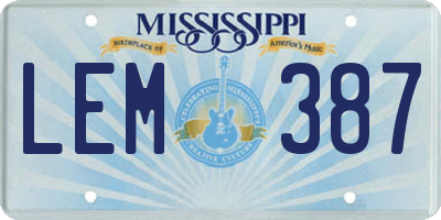 MS license plate LEM387
