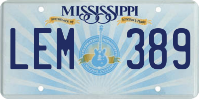 MS license plate LEM389