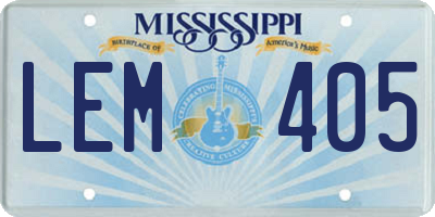 MS license plate LEM405