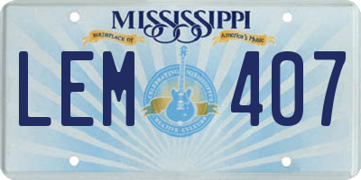 MS license plate LEM407