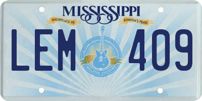 MS license plate LEM409