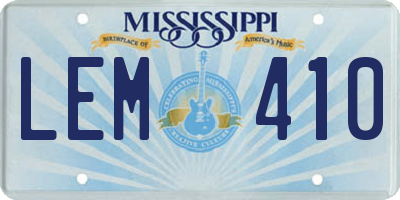 MS license plate LEM410