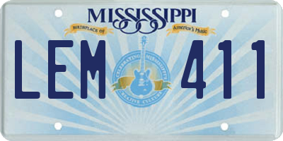 MS license plate LEM411