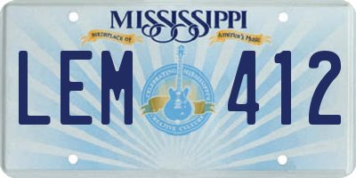 MS license plate LEM412