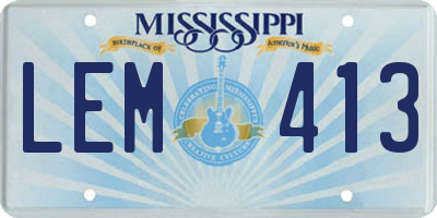 MS license plate LEM413