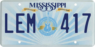 MS license plate LEM417