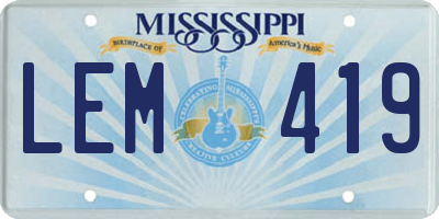 MS license plate LEM419