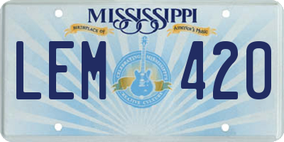 MS license plate LEM420