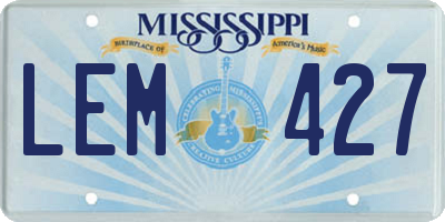 MS license plate LEM427