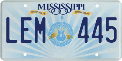 MS license plate LEM445