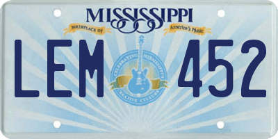 MS license plate LEM452