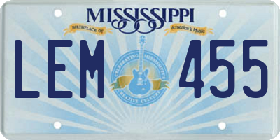 MS license plate LEM455