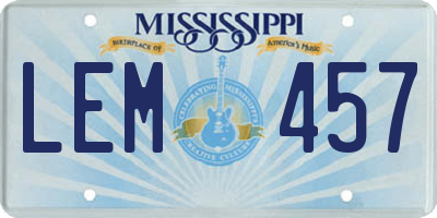 MS license plate LEM457