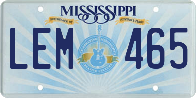 MS license plate LEM465
