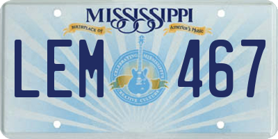 MS license plate LEM467