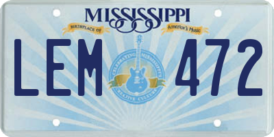 MS license plate LEM472