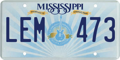MS license plate LEM473