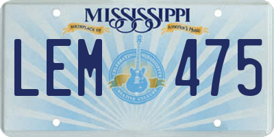 MS license plate LEM475
