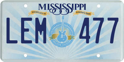 MS license plate LEM477