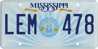 MS license plate LEM478