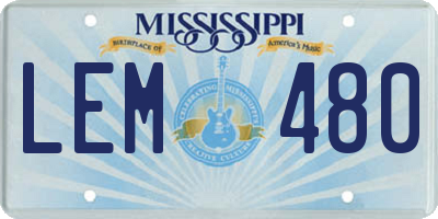 MS license plate LEM480