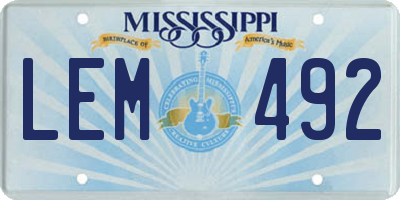 MS license plate LEM492